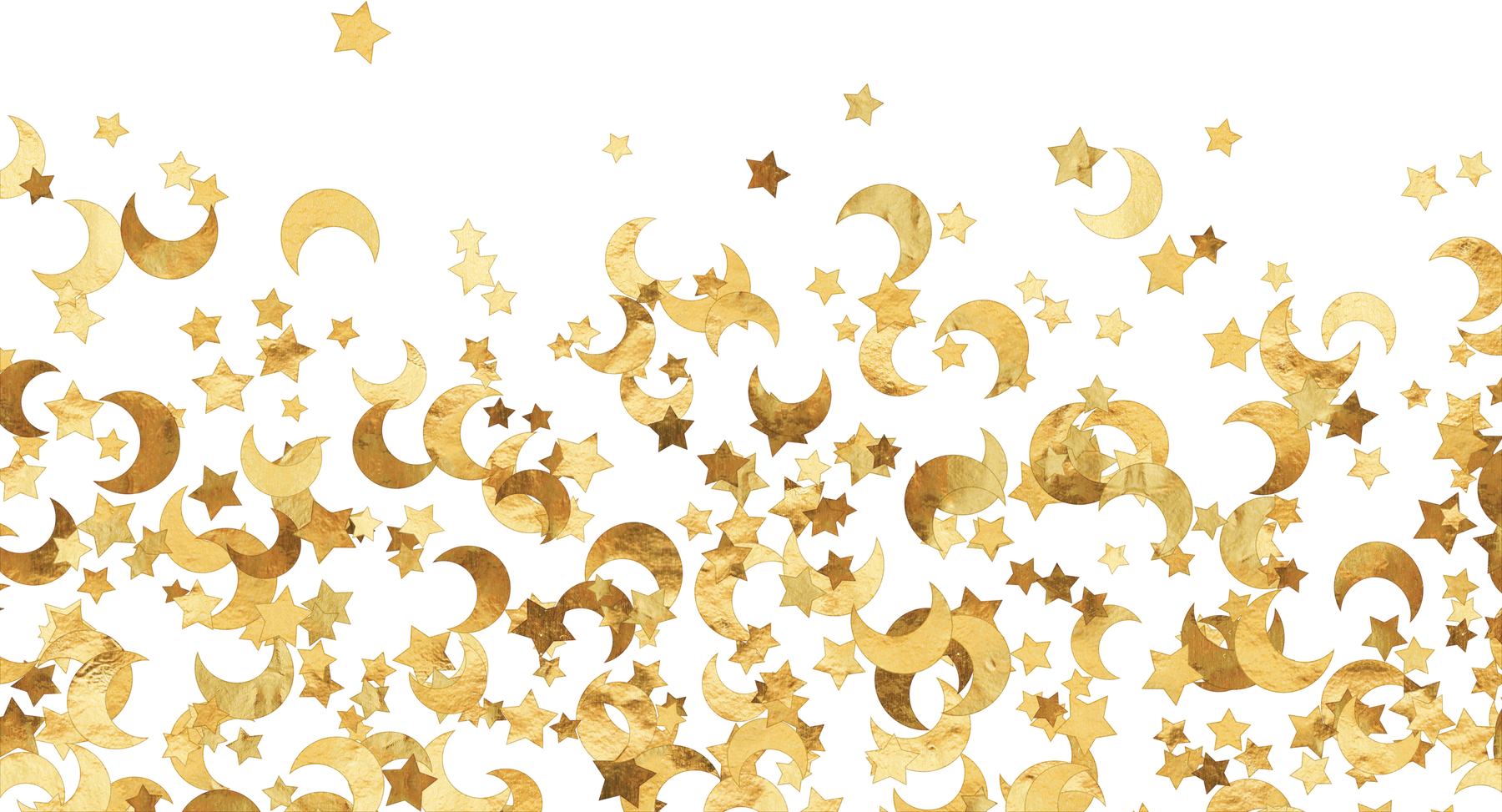 Gold Stars and Moon Bottom Border Transparent Background